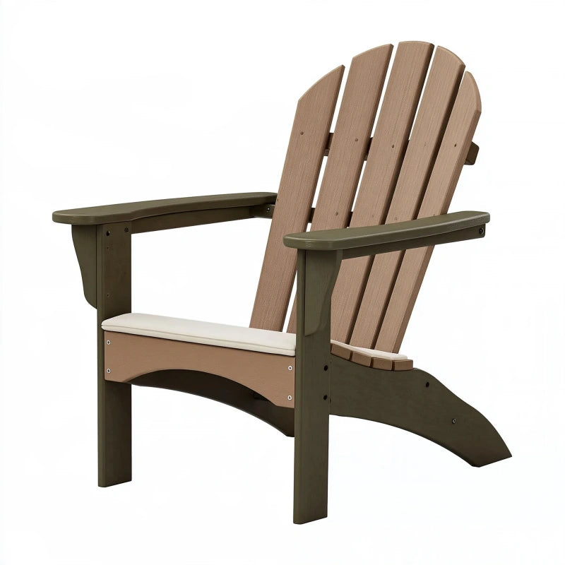 Adirondack-Gartenstuhl 83 x 76 x 95 cm aus Kunststoff in Olivgrün und Braun mit hoher Rückenlehne