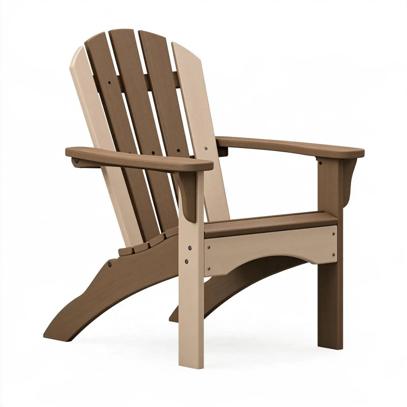 Adirondack-Gartenstuhl 80 x 96 x 98 cm Kunststoff in Holzoptik Braun/Beige mit breiten Armlehnen