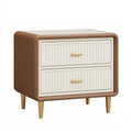 Nachttisch 55 cm Kunstleder Braun Creme mit 2 Schubladen