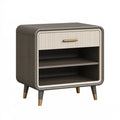 Nachttisch 55 x 40 x 60 cm aus Holzwerkstoff in Grau/Beige mit Schublade und offenen Fächern