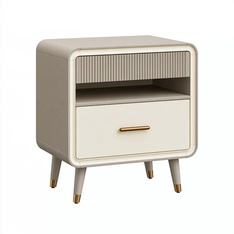 Nachttisch 50 x 40 x 60 cm in Beige mit Schublade und offenem Fach