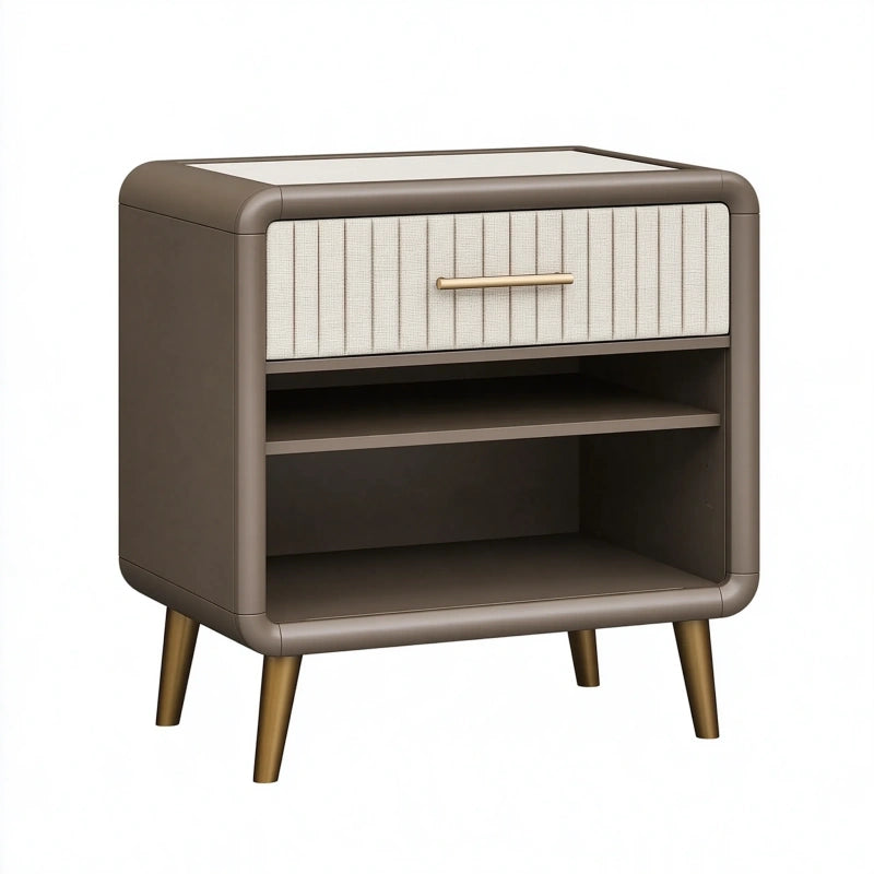 Nachttisch 55 x 40 x 65 cm braun-beige Holzwerkstoff mit Schublade im modernen Stil