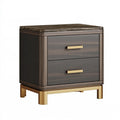 Nachttisch 55 x 45 x 60 cm dunkles Holz mit Metallgestell und 2 Schubladen
