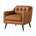 Sessel 86 cm Kunstleder Cognac Retro gepolstert