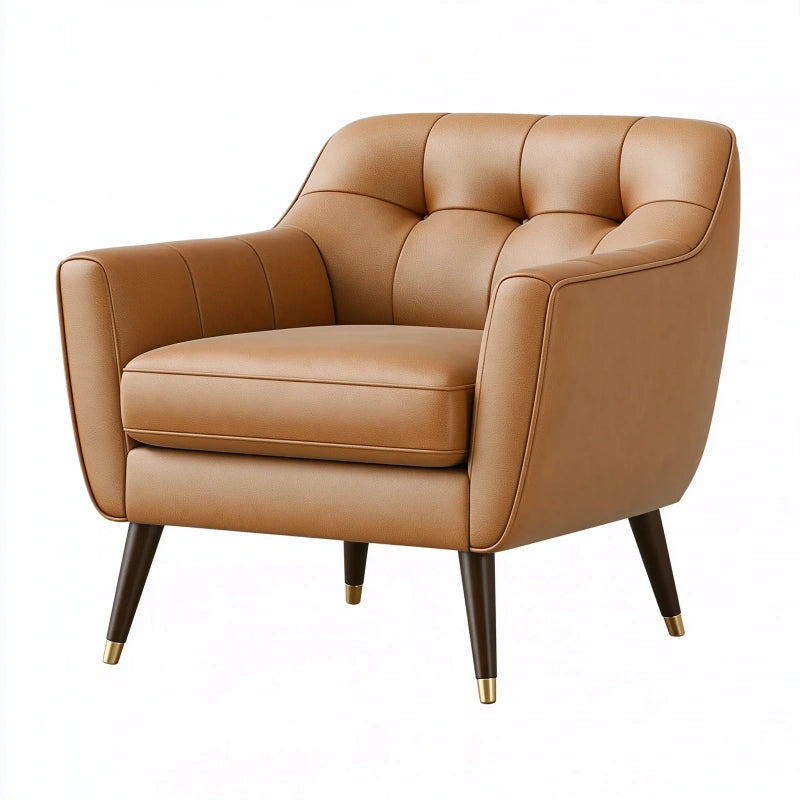 Sessel 92 x 86 x 92 cm Kunstleder Braun gepolstert mit Holzbeinen