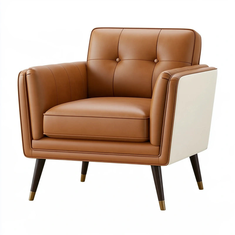 Sessel 88 x 82 x 88 cm aus Kunstleder in Cognac/Creme im Retro-Stil