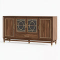 Sideboard 180 x 45 x 85 cm Walnussholzoptik mit Glastüren und Schublade