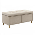 Aufbewahrungsbank 120 x 45 x 50 cm Beige Textil mit gepolsterter Sitzfläche