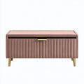 Sitzbank mit Stauraum 100 x 40 x 50 cm rosa Textilbezug - gepolsterter Art-Déco-Stil