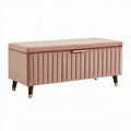 Sitzbank mit Stauraum 100 x 40 x 45 cm Kunstleder Rosa gepolstert