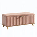 Sitzbank mit Stauraum 120 x 45 x 50 cm Altrosa Stoffbezug mit Klappdeckel
