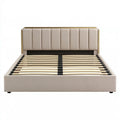 Polsterbettrahmen 160 x 200 cm Stoff Beige mit Lattenrost und gepolstertem Kopfteil