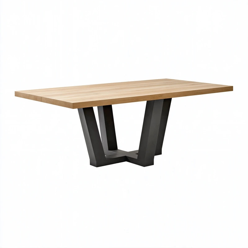 Esstisch 180 x 90 x 75 cm Holz Natur Schwarz mit Metallgestell im Industriestil