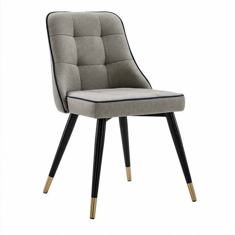 Esszimmerstuhl 58 x 48 x 88 cm Stoff Grau mit Metallbeinen moderner Polsterstuhl