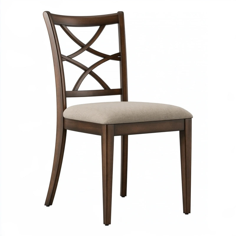 Esszimmerstuhl 48 x 58 x 96 cm Holz Braun Beige gepolstert mit Kreuzrücken